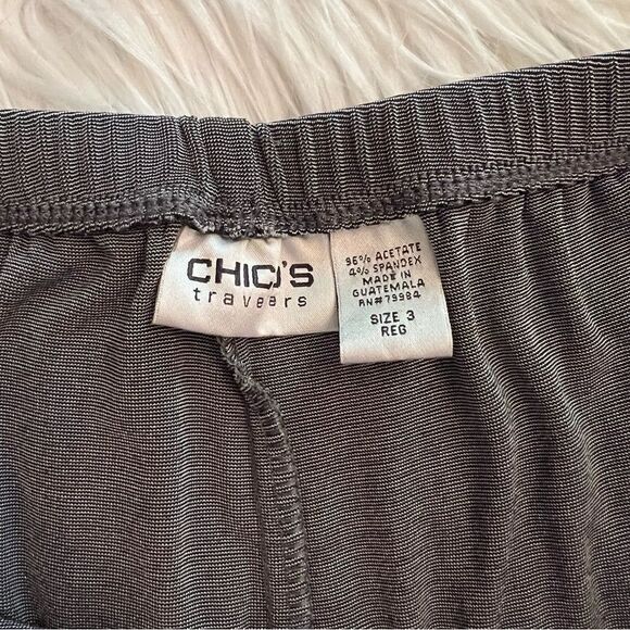 Chicos Travelers pants Silver Shine Gray size 3 (16 XL) Flowy Elastic Waist - Picture 3 of 5
